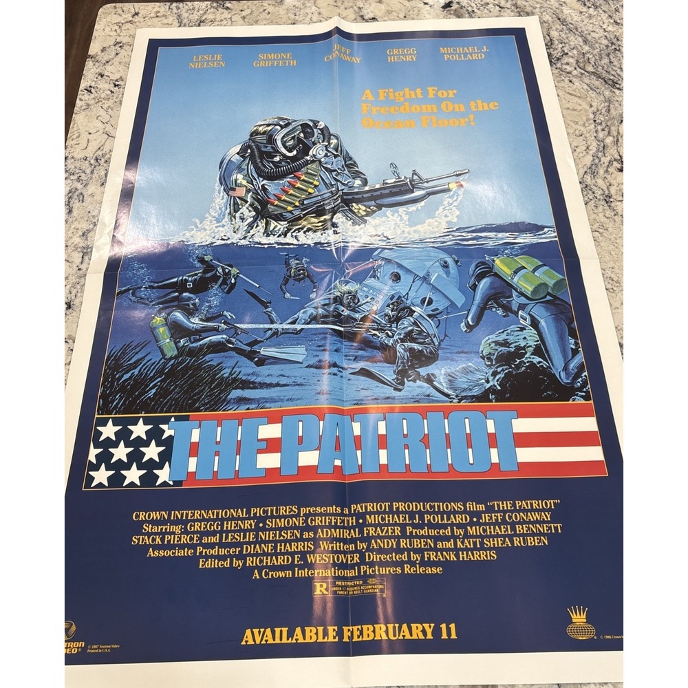 Original Fold Vhs Release Movie Poster 27x40 "The Patriot" Leslie Nielsen